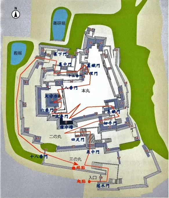 津山城地圖與建議路線