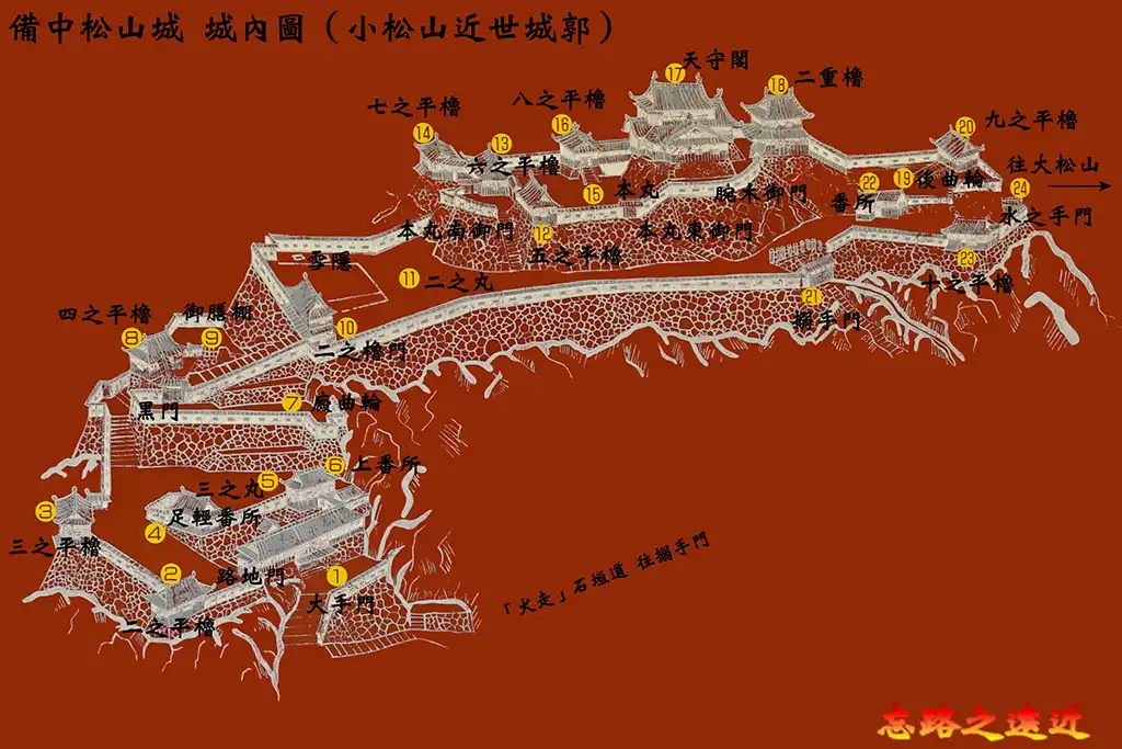 備中松山城城內圖（小松山城郭）